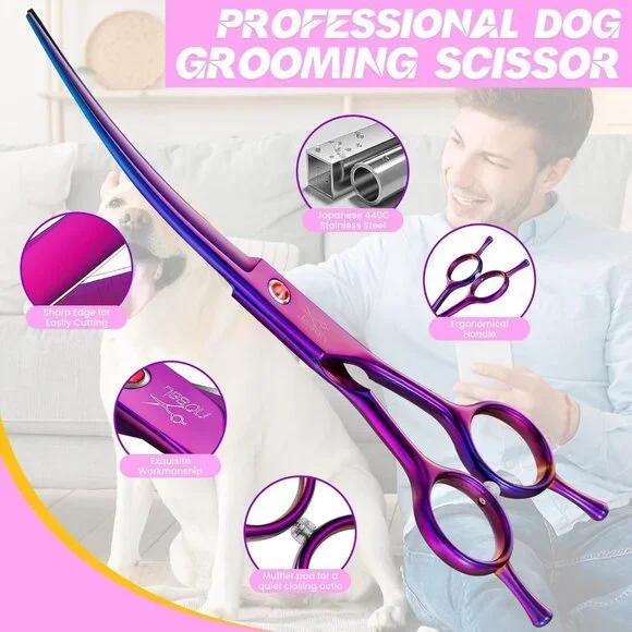 JASON 7.5" Professional Up-Curve Shears -Dog Grooming Scissors - Picture 11 of 15